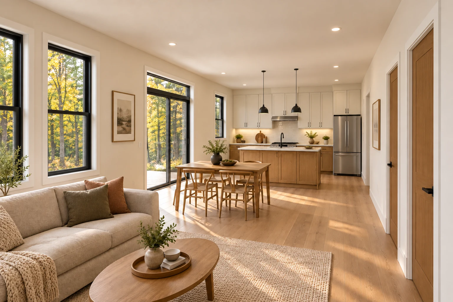 French Coach open living, dining & kitchen